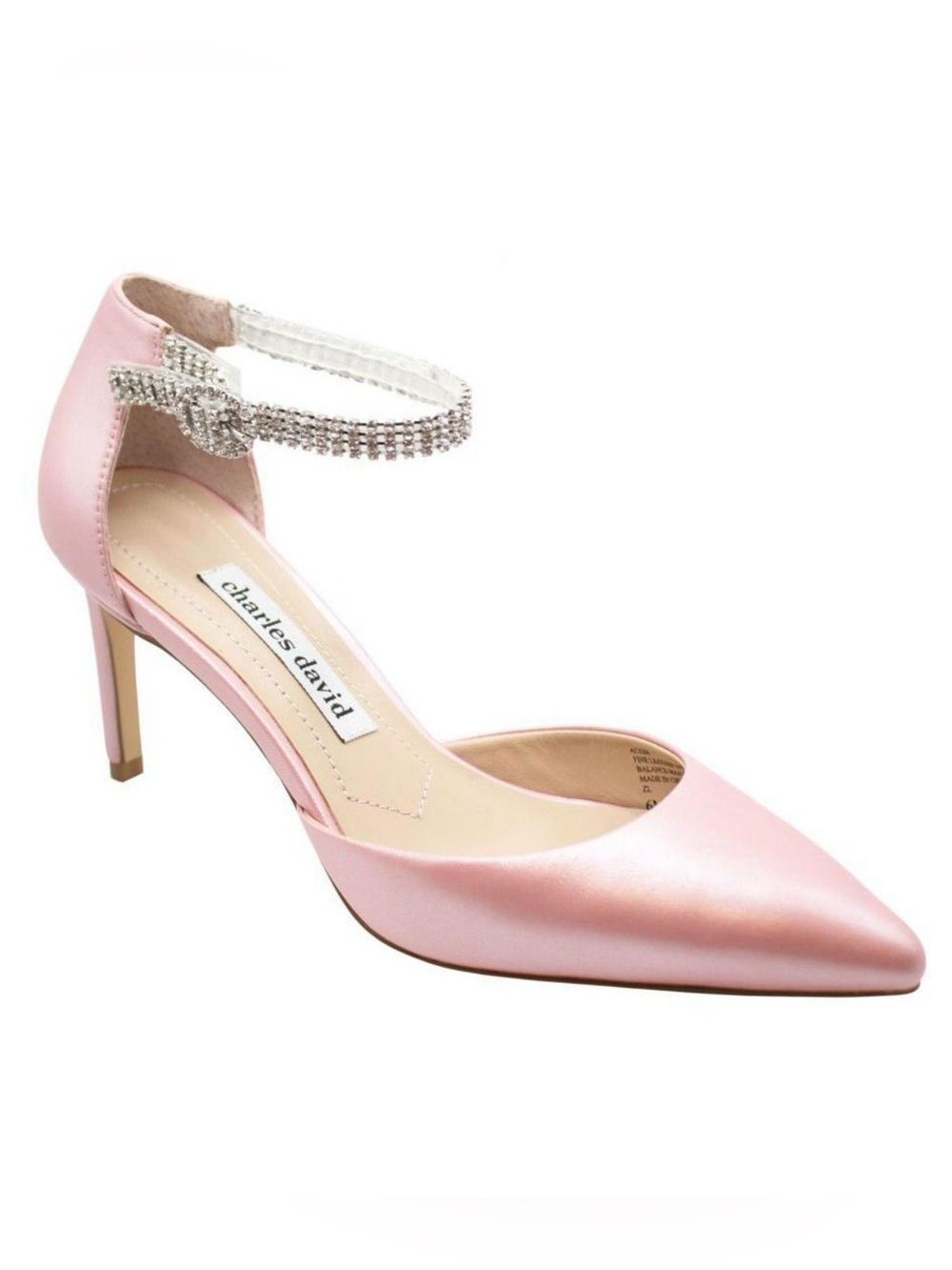 Size 10 Charles by Charles David Acker Dress Pump Pink Leather Crystal-Ankle